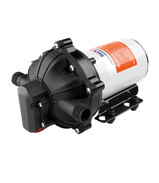 User 51 NEW Series DC Diaphragm Pump Fresh Water Pump in Profile View, by Seaflo, sold by Off-Grid Living Solutions Provider, The Cabin Depot Canada/USA
