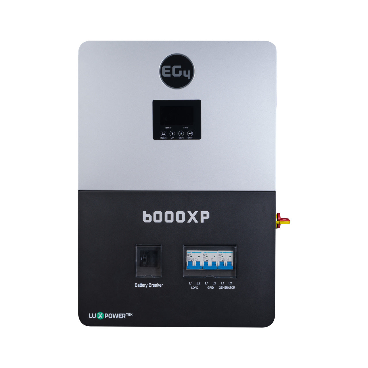 EG4 6000XP off-grid inverter, 48V split phase 120/240VAC, robust design for reliable energy conversion in remote locations.
