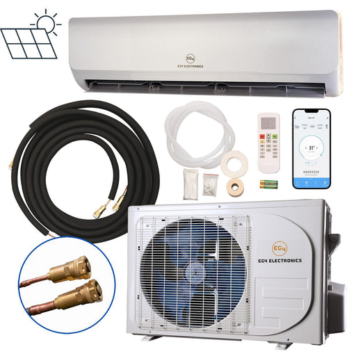 EG4 hybrid AC/DC mini split DIY air conditioner, 12000 BTU, energy-efficient cooling solution for homes.
