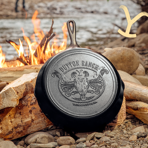 Lodge - Yellowstone 12" Cast Iron Skillet. Dutton Ranch imprinted. The Cabin Depot Canada.
