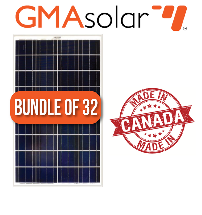 Bundle of 32 - 150 Watt Poly GMA Solar Panel