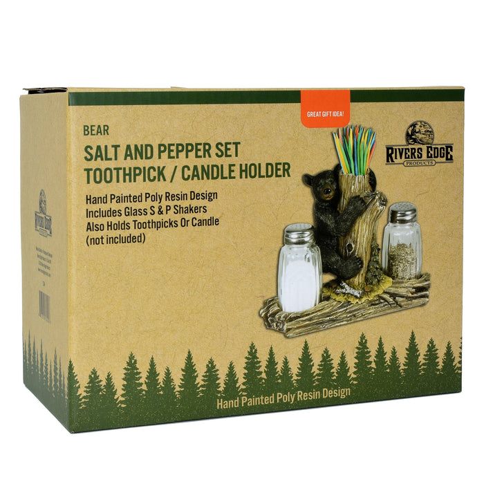 Salt and Pepper Shaker - Bear with Toothpick Holder
