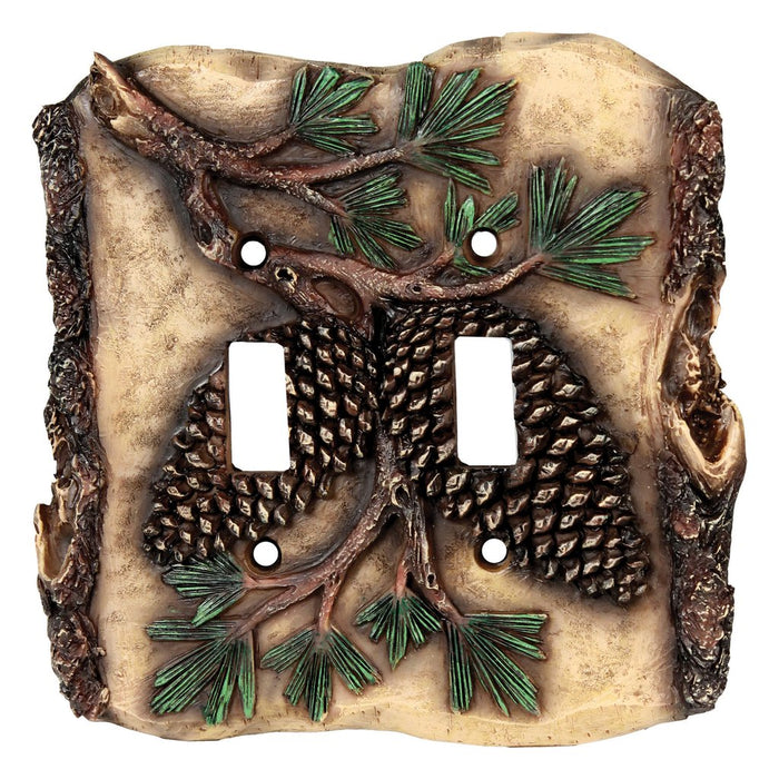 Switch Cover Plate Double - Pine Cone