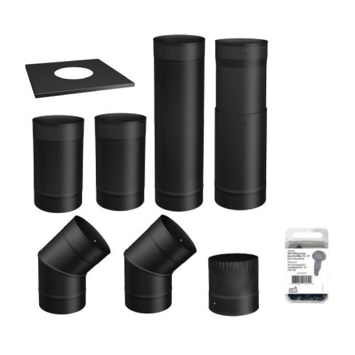 6''Ø Black Single Wall Pipe Kit - To the Wall