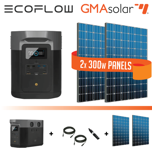 EcoFlow Delta Max Portable Power Station Bundle, with 2x 300w GMA Panels