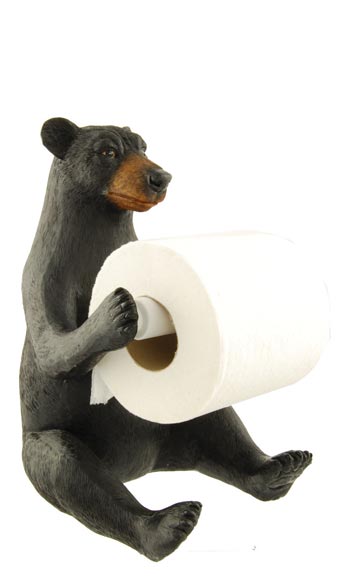 Black Bear Sit Up Toilet Paper Holder