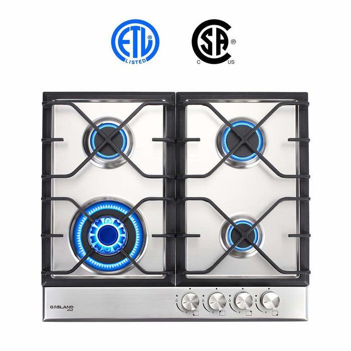 Gasland Chef 24" GH60SF Built-in Gas Stove Top, Stainless Steel LPG, Natural Gas Cooktop, 4 Sealed Burners, ETL