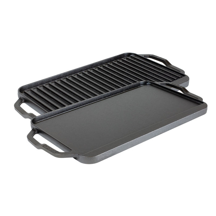 Lodge 19.5 x 10 in. Cast Iron Double Burner Reversible Grill/Griddle