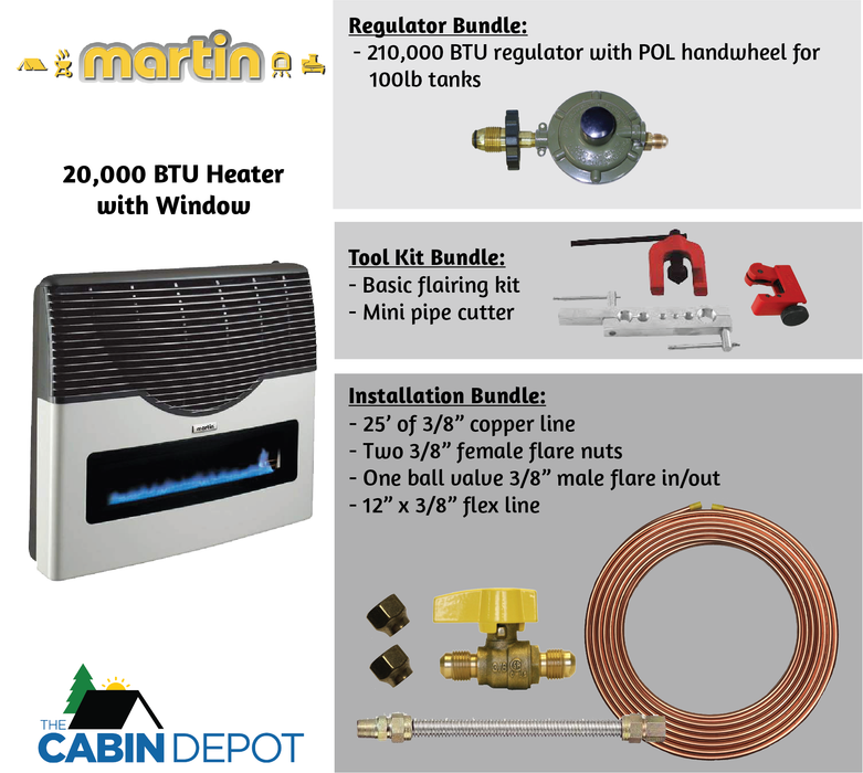 Martin Propane Direct Vent Heater MDV20VP 20000 Btu Bundle