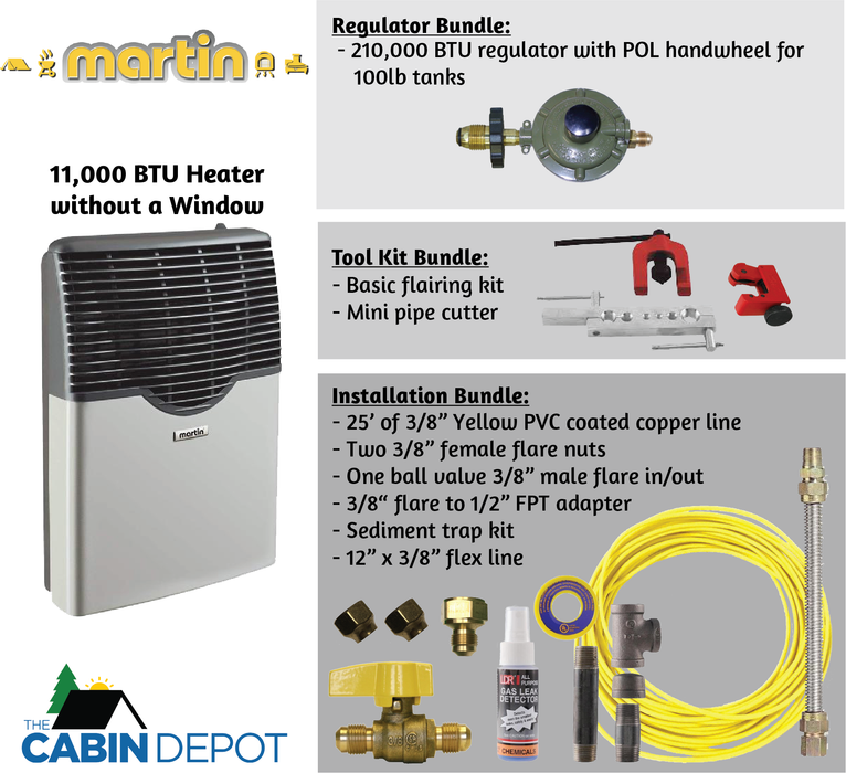 Martin Propane Direct Vent Heater MDV12P 11000 Btu Bundle