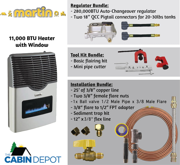 Martin Propane Direct Vent Heater MDV12VP 11000 Btu Bundle