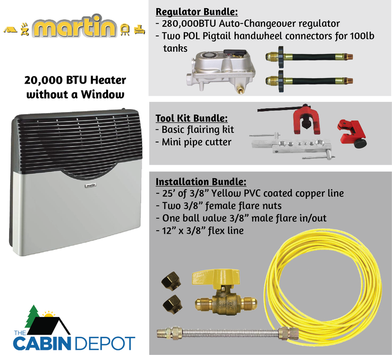 Martin Propane Direct Vent Heater MDV20P 20000 Btu Bundle