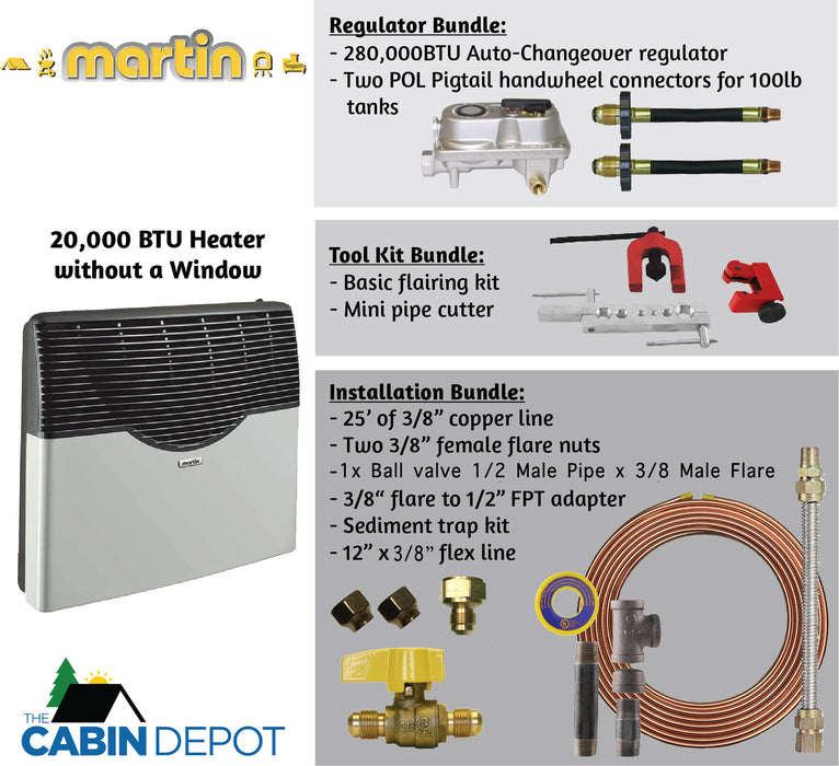 Martin Propane Direct Vent Heater MDV20P 20000 Btu Bundle