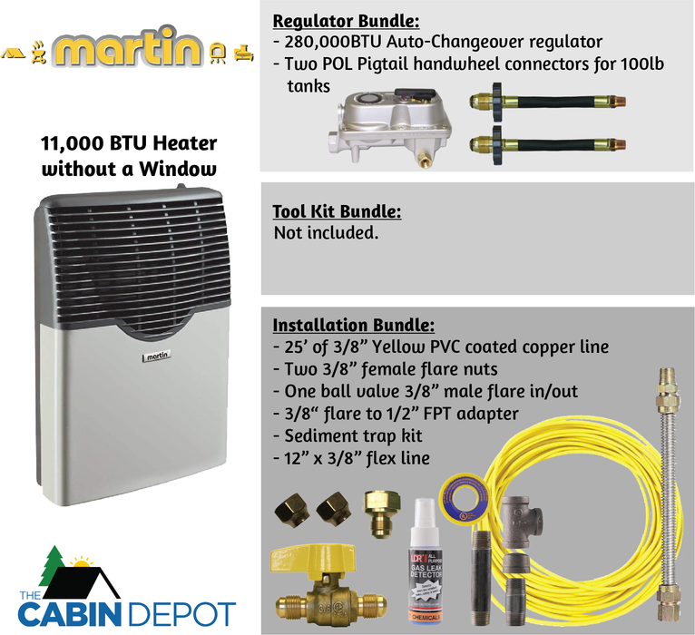 Martin Propane Direct Vent Heater MDV12P 11000 Btu Bundle
