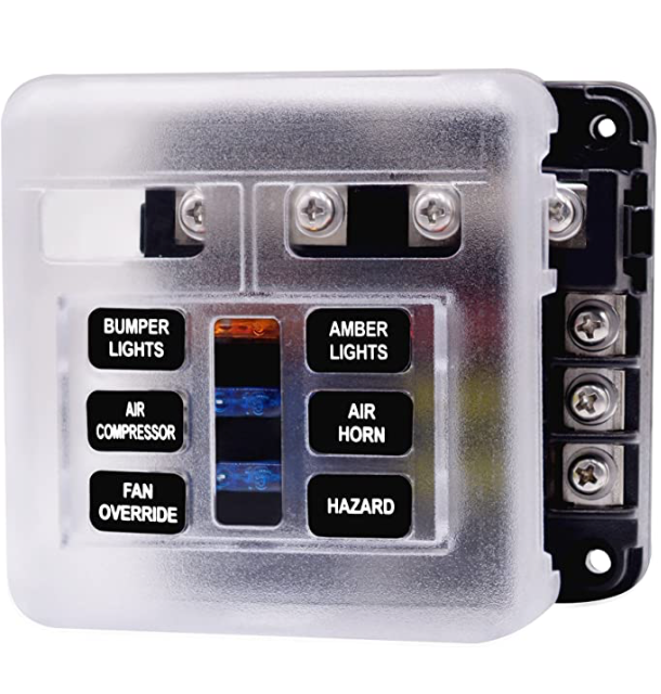 Kedron 6 Circuit Fuse Box with Negative Bus & Cover