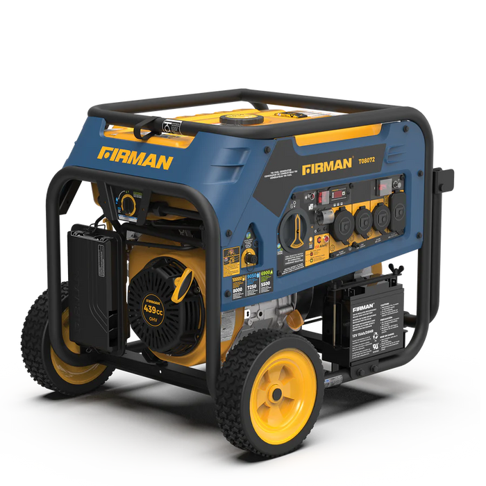 Firman T08072 Tri-Fuel Portable Generator 8000W ELECTRIC START 120/240V with CO2 Alert