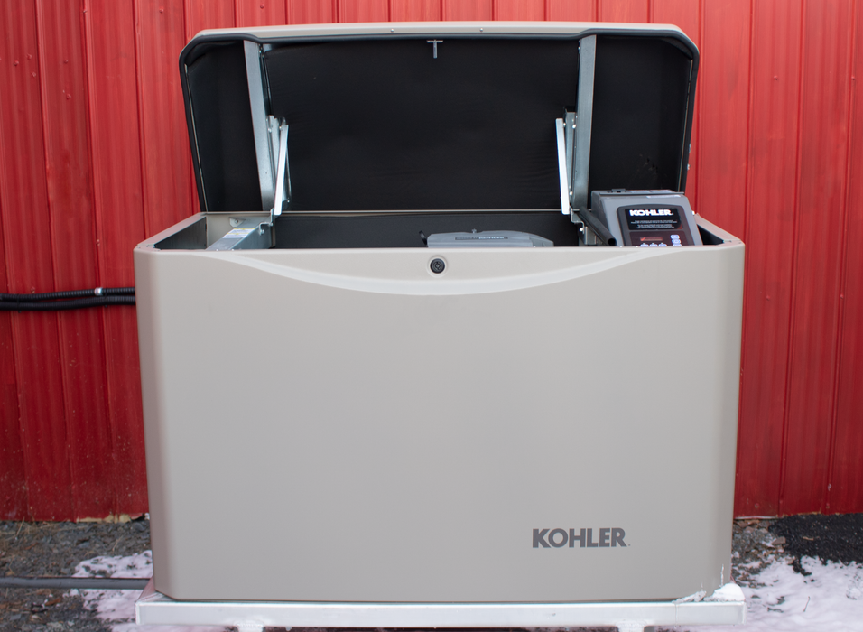 Kohler 14RCA lid open off-grid generator Canada by The Cabin Depot 1-844-603-4743