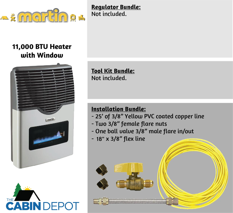 Martin Propane Direct Vent Heater MDV12VP 11000 Btu Bundle