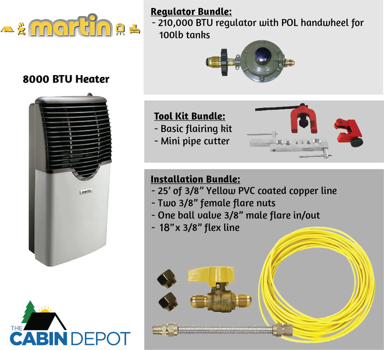 Martin Propane Direct Vent Heater MDV8P 8000 Btu Bundle