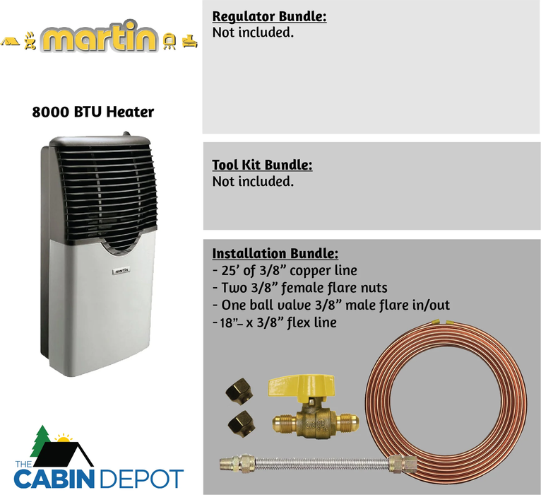 Martin Propane Direct Vent Heater MDV8P 8000 Btu Bundle