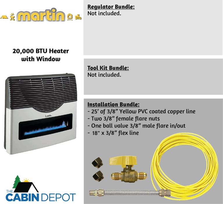 Martin Propane Direct Vent Heater MDV20VP 20000 Btu Bundle