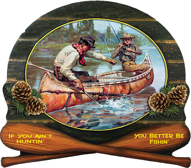 Wood Sign 15" x 14" - Winchester Fisherman